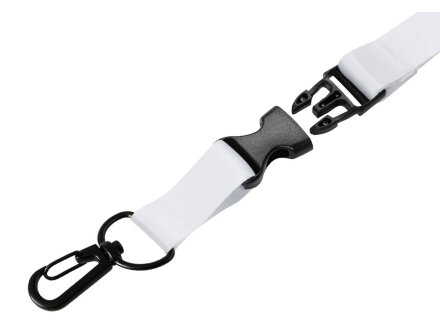 Ланъярд 2 см под сублимацию с карабином, межуровневым замком и замком обрыва, черный