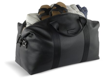 Сумка дорожная BUGATTI Elsa, чёрная, воловья кожа/полиэстер, 47х22х24 см Сумка дорожная BUGATTI Elsa, чёрная, воловья кожа/полиэстер, 47х22х24 см