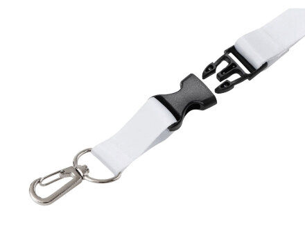 Ланъярд 2 см под сублимацию с карабином, межуровневым замком и замком обрыва, серебристый