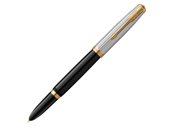 Перьевая ручка Parker 51 Premium Black GT, перо: M/F, чернила: Black,Blue, в подарочной упаковке с нанесением логотипа
