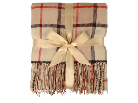 Плед акриловый в клетку Tartan, бежевый Плед акриловый в клетку Tartan, бежевый