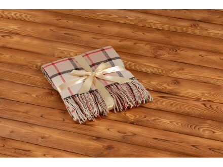 Плед акриловый в клетку Tartan, бежевый Плед акриловый в клетку Tartan, бежевый