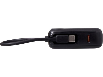 Внешний аккумулятор со встроенным кабелем Liri, QC/PD, 10000 мАч, черный