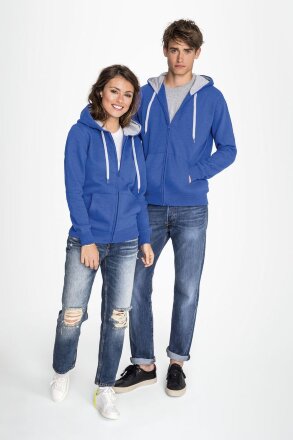 Толстовка мужская на молнии Soul Men 290 с контрастным капюшоном, ярко-синяя Толстовка мужская на молнии Soul Men 290 с контрастным капюшоном, ярко-синяя