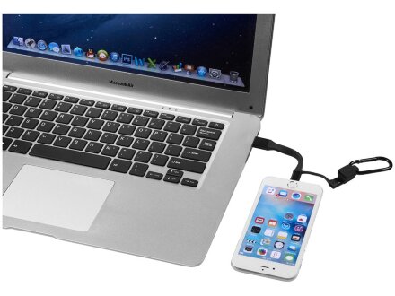 Кабель для зарядки Fold 3-в-1 с карабином, черный Кабель для зарядки Fold 3-в-1 с карабином, черный