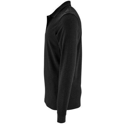 Рубашка поло мужская с длинным рукавом Perfect LSL Men, черный меланж Рубашка поло мужская с длинным рукавом Perfect LSL Men, черный меланж