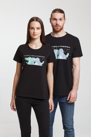 Футболка женская «Крокодилобегемоты», черная Футболка женская «Крокодилобегемоты», черная