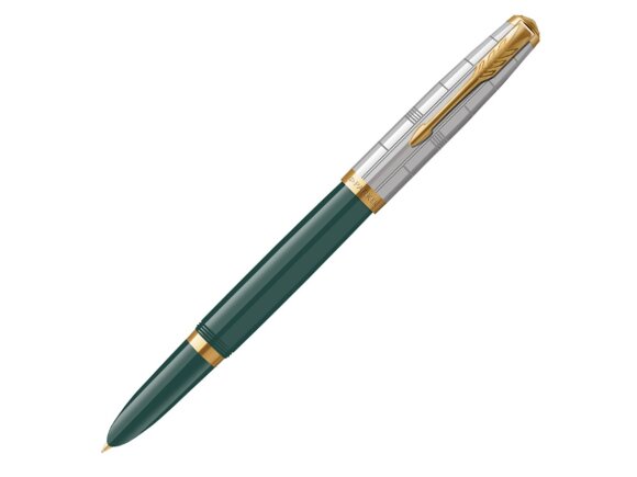 Перьевая ручка Parker 51 Premium Forest Green GT, перо: F чернила: Black,Blue, в подарочной упаковке с нанесением логотипа