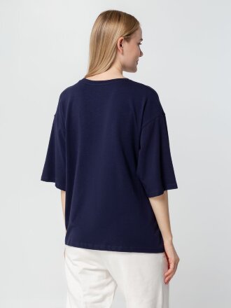 Футболка унисекс оверсайз Street Vibes, темно-синяя Футболка унисекс оверсайз Street Vibes, темно-синяя