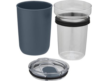 Bello, стеклянная кружка объемом 420 мл с внешней стенкой из переработанного пластика, синий Bello, стеклянная кружка объемом 420 мл с внешней стенкой из переработанного пластика, синий