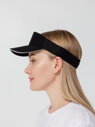 Козырек Active, черный с белым кантом Козырек Active, черный с белым кантом