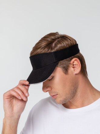 Козырек Active, черный с белым кантом Козырек Active, черный с белым кантом