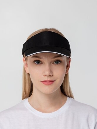 Козырек Active, черный с белым кантом Козырек Active, черный с белым кантом