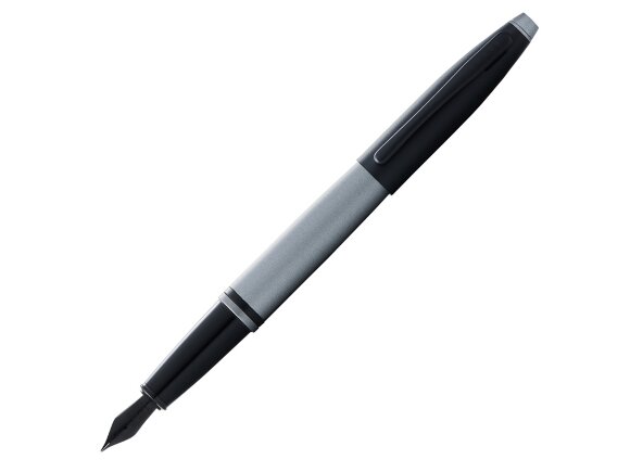 Перьевая ручка Cross Calais Matte Gray and Black Lacquer, перо F с нанесением логотипа