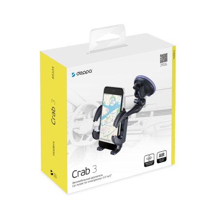 Универсальный держатель Crab 3 для смартфонов, регулируемая штанга, черный, Deppa Универсальный держатель Crab 3 для смартфонов, регулируемая штанга, черный, Deppa