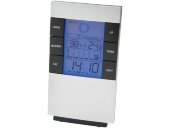 Настольная метеостанция Como с часами-будильником, серебристый/черный Настольная метеостанция Como с часами-будильником, серебристый/черный