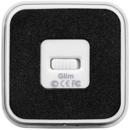 Беспроводная колонка с подсветкой гравировки Glim, белая Беспроводная колонка с подсветкой гравировки Glim, белая