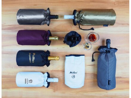 Охладитель для бутылки шампанского Cold bubbles из ПВХ в виде мешочка, серебристый Охладитель для бутылки шампанского Cold bubbles из ПВХ в виде мешочка, серебристый