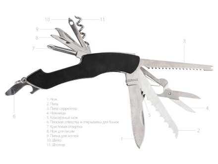 Мультитул-складной нож Demi 11-в-1, серебристый/черный Мультитул-складной нож Demi 11-в-1, серебристый/черный