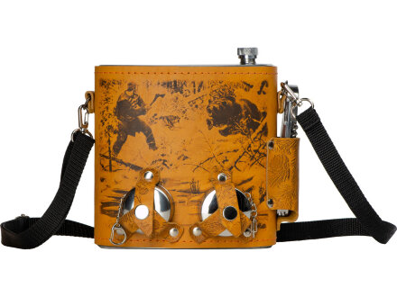 Набор Подарочный: фляга 510/2(рыжая кожа), 1,5 л+ 2 стаканчика+нож Набор Подарочный: фляга 510/2(рыжая кожа), 1,5 л+ 2 стаканчика+нож