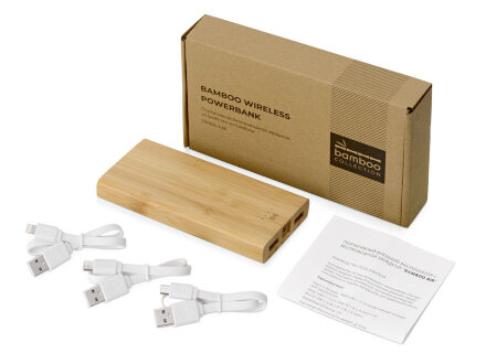 Внешний беспроводной аккумулятор из бамбука Bamboo Air, 10000 mAh Внешний беспроводной аккумулятор из бамбука Bamboo Air, 10000 mAh