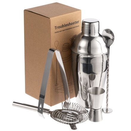 Набор для приготовления коктейлей Troubleshooter, серебристый Набор для приготовления коктейлей Troubleshooter, серебристый
