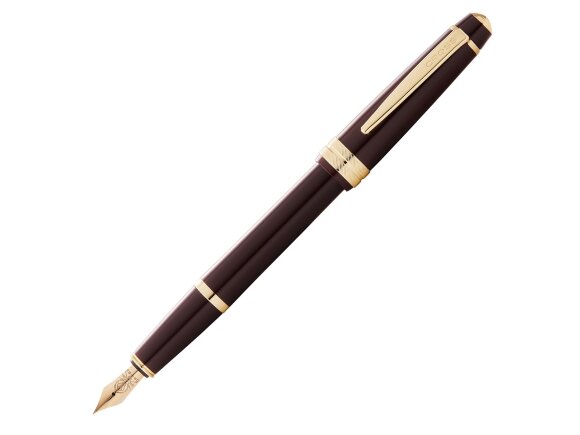 Перьевая ручка Cross Bailey Light Polished Burgundy Resin and Gold Tone, перо F с нанесением логотипа
