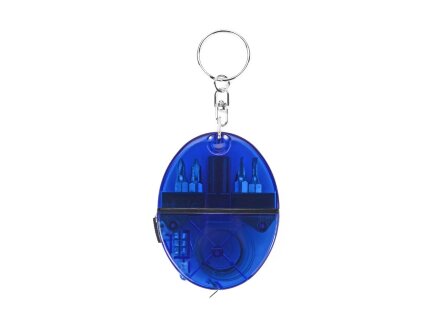 Брелок-рулетка с набором отверток и фонариком, синий Брелок-рулетка с набором отверток и фонариком, синий