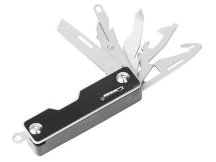 Мультитул-складной Canto 10-в-1 с защитным фиксатором, серебристый/черный Мультитул-складной Canto 10-в-1 с защитным фиксатором, серебристый/черный