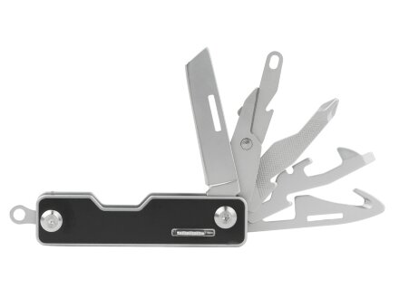 Мультитул-складной Canto 10-в-1 с защитным фиксатором, серебристый/черный Мультитул-складной Canto 10-в-1 с защитным фиксатором, серебристый/черный