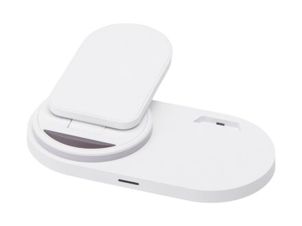 Складная зарядная станция с беспроводной зарядкой Flashport, 15 Вт, белый (Р)