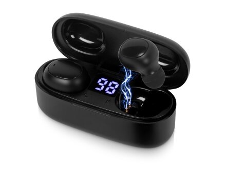 Беспроводные наушники TWS в кейсе Volts. Evolt, черный, пластик Беспроводные наушники TWS в кейсе Volts. Evolt, черный, пластик