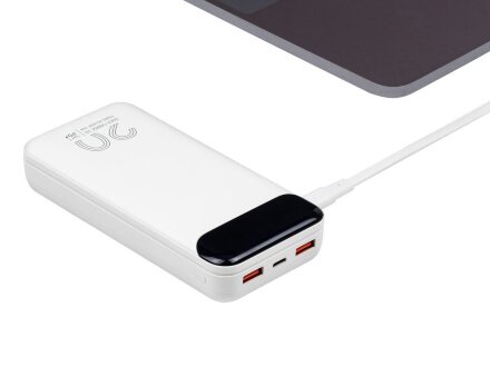 RIVACASE VA2580 (20 000mAh), QC/PD 20W внешний аккумулятор с дисплеем, белый /24 RIVACASE VA2580 (20 000mAh), QC/PD 20W внешний аккумулятор с дисплеем, белый /24