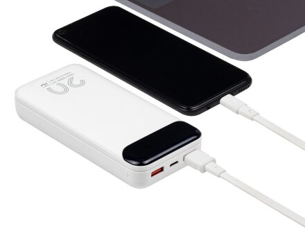 RIVACASE VA2580 (20 000mAh), QC/PD 20W внешний аккумулятор с дисплеем, белый /24 RIVACASE VA2580 (20 000mAh), QC/PD 20W внешний аккумулятор с дисплеем, белый /24