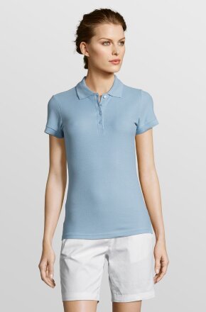 Рубашка поло женская People 210, голубая Рубашка поло женская People 210, голубая
