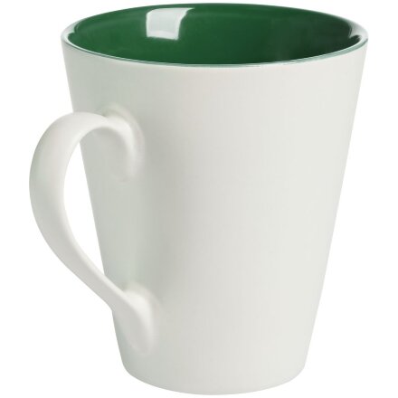 Кружка New Bell матовая, белая с зеленым Кружка New Bell матовая, белая с зеленым