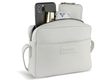 Сумка кросс-боди женская BUGATTI Elsa, белая, воловья кожа/полиэстер, 19х5,5х14 см Сумка кросс-боди женская BUGATTI Elsa, белая, воловья кожа/полиэстер, 19х5,5х14 см
