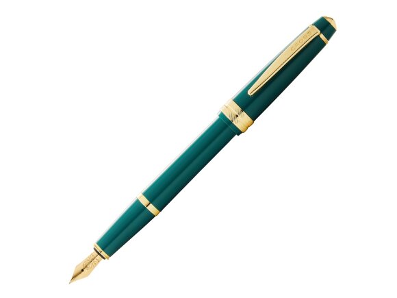 Перьевая ручка Cross Bailey Light Polished Green Resin and Gold Tone, перо F с нанесением логотипа