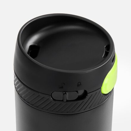 Термостакан X1 с цветной кнопкой, черный с желтым