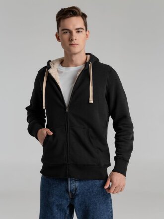 Толстовка унисекс на молнии Sherpa 280, черная Толстовка унисекс на молнии Sherpa 280, черная