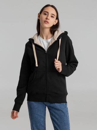 Толстовка унисекс на молнии Sherpa 280, черная Толстовка унисекс на молнии Sherpa 280, черная