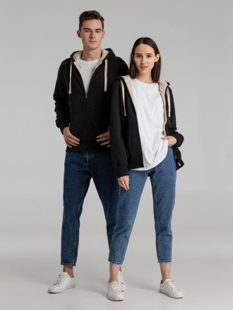 Толстовка унисекс на молнии Sherpa 280, черная Толстовка унисекс на молнии Sherpa 280, черная