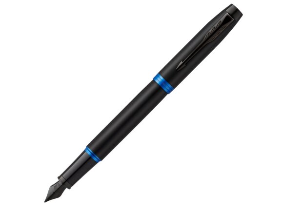 Перьевая ручка Parker IM Vibrant Rings Flame Blue, стержень:F, цвет чернил: blue, в подарочной упаковке. с нанесением логотипа