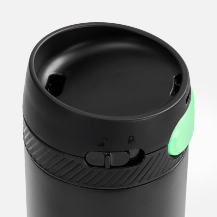 Термостакан X1 с цветной кнопкой, черный с зеленым