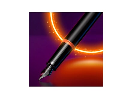 Перьевая ручка Parker IM Vibrant Rings Flame Orange, стержень:F, цвет чернил: blue, в подарочной упаковке. Перьевая ручка Parker IM Vibrant Rings Flame Orange, стержень:F, цвет чернил: blue, в подарочной упаковке.