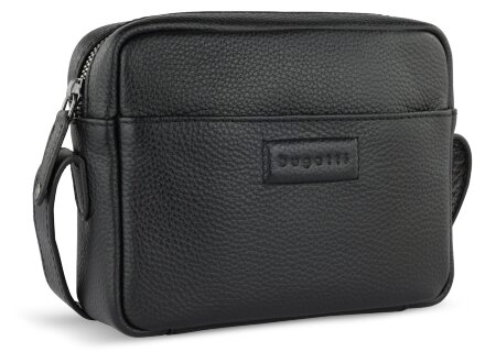 Сумка кросс-боди женская BUGATTI Elsa, чёрная, воловья кожа/полиэстер, 19х5,5х14 см Сумка кросс-боди женская BUGATTI Elsa, чёрная, воловья кожа/полиэстер, 19х5,5х14 см