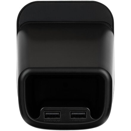 Настольный органайзер с зарядкой, лампой, вентилятором и подсветкой логотипа powerTower, черный Настольный органайзер с зарядкой, лампой, вентилятором и подсветкой логотипа powerTower, черный