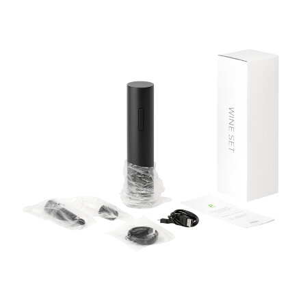 Набор для вина с электрическим штопором Sacramento, черный Набор для вина с электрическим штопором Sacramento, черный