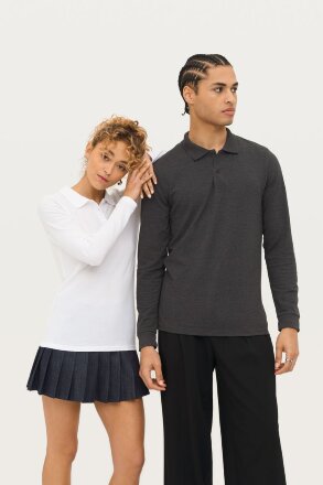 Рубашка поло женская с длинным рукавом Perfect LSL Women, черная Рубашка поло женская с длинным рукавом Perfect LSL Women, черная