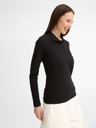 Рубашка поло женская с длинным рукавом Perfect LSL Women, черная Рубашка поло женская с длинным рукавом Perfect LSL Women, черная